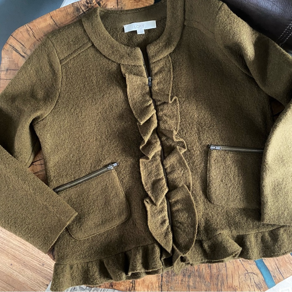 LOFT Merino Wool Ruffle Jacket - Picture 2 of 7